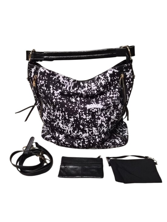 tres chic Handbags - Tres Chic Black & White Print Hobo Shoulder Bag With Convertible Straps&Pouches